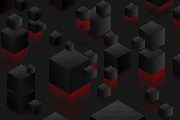 Free vector gradient black background with cubes