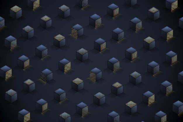 Градиент черный фон с кубиками