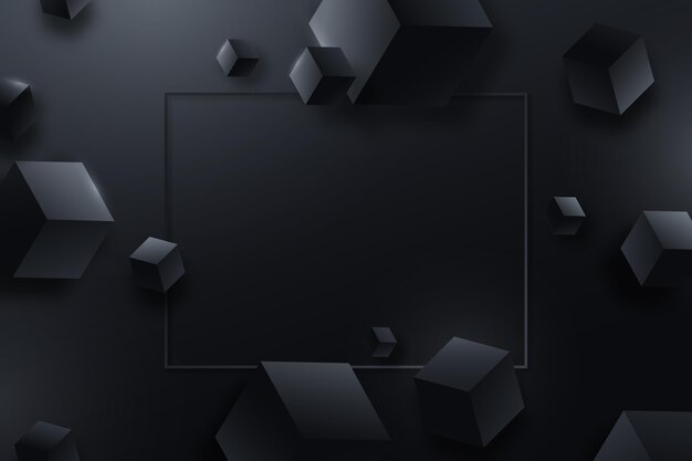 立方体とグラデーションの黒い背景