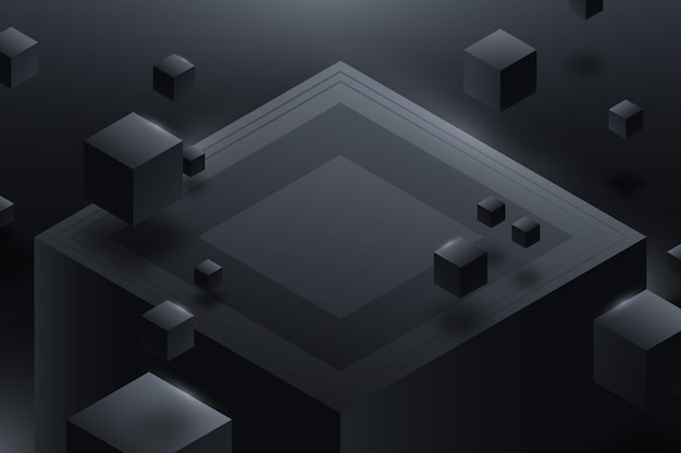 Free vector gradient black background with cubes