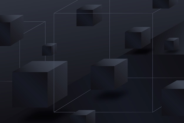 Free vector gradient black background with cubes