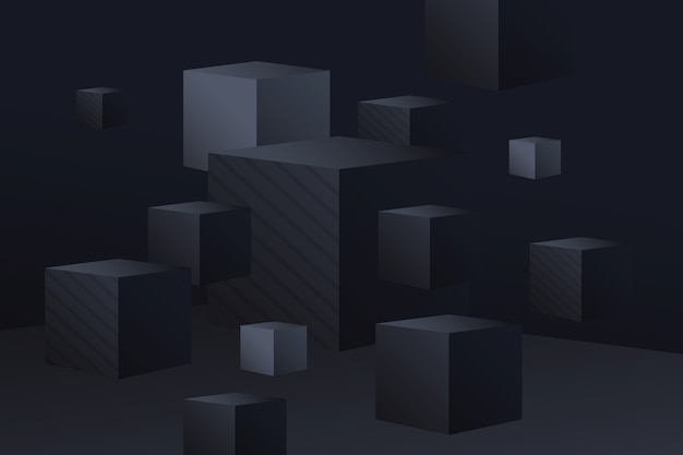 Free vector gradient black background with cubes