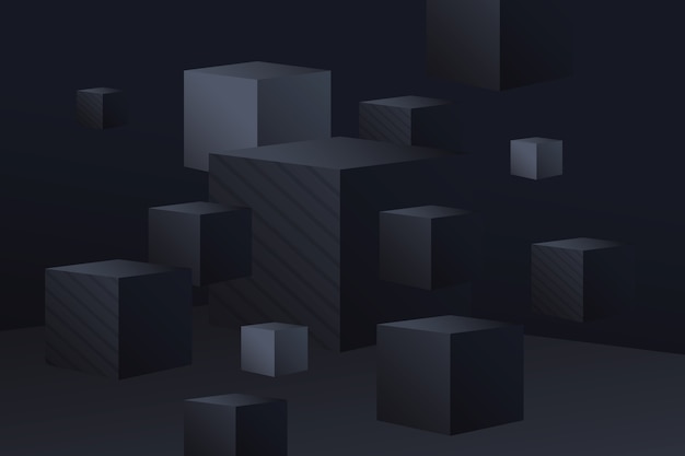 Градиент черный фон с кубиками