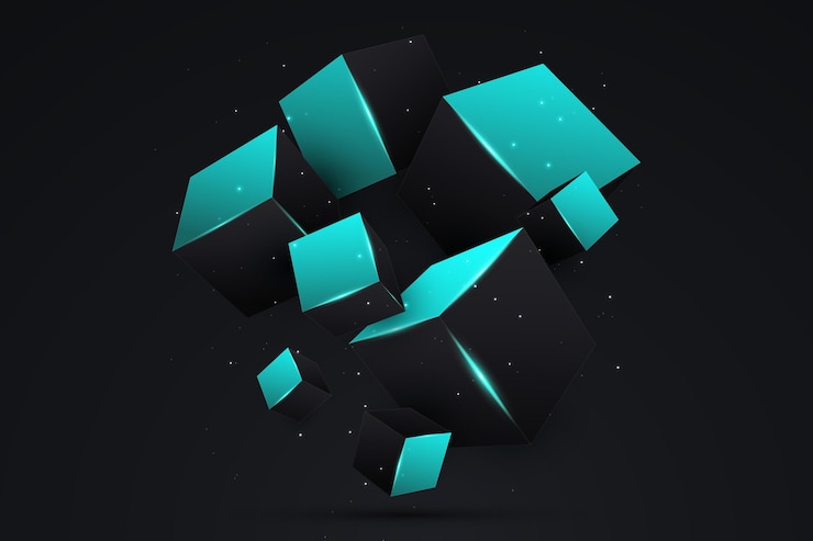  Gradient black background with cubes Premium Vector