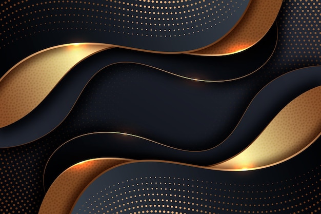 Бесплатное векторное изображение Градиент черный фон с золотыми текстурами