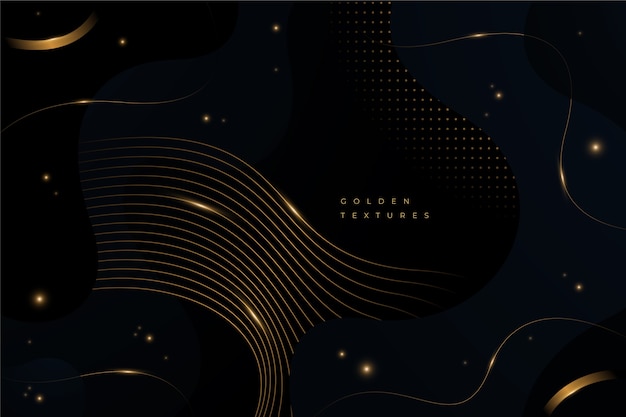 Free vector gradient black background with golden textures