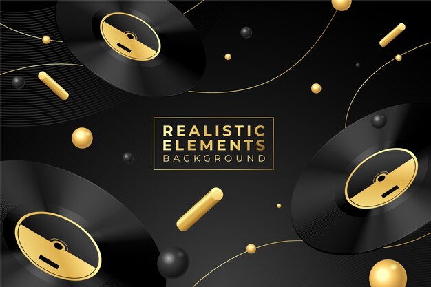 Free vector gradient black background with realistic elements