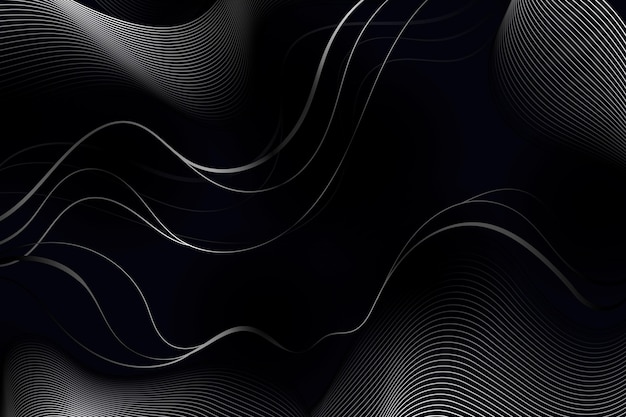 Free vector gradient black background with wavy lines