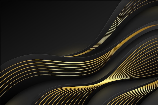 Free vector gradient black background with wavy lines
