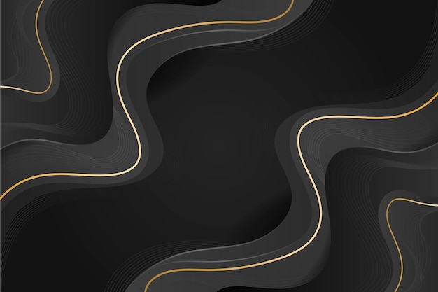 Free vector gradient black background with wavy lines