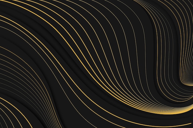 Free vector gradient black background with wavy lines