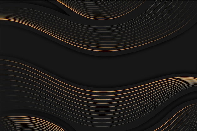 Free vector gradient black background with wavy lines