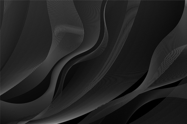 Free vector gradient black background with wavy lines