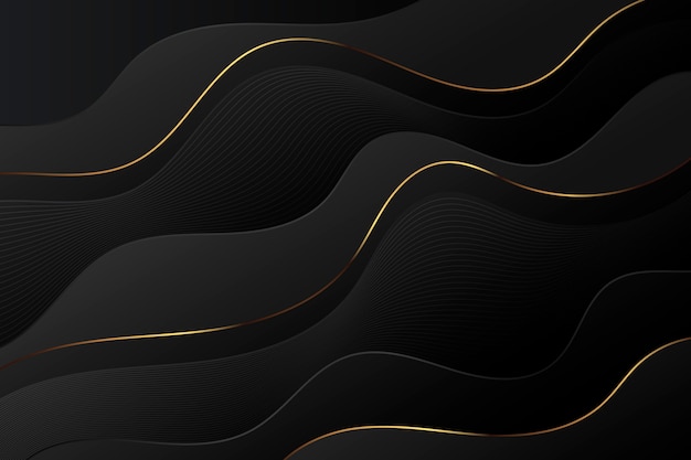 Free vector gradient black background with wavy lines