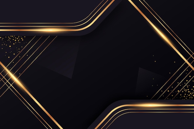 Free vector gradient black backgrounds with golden frames