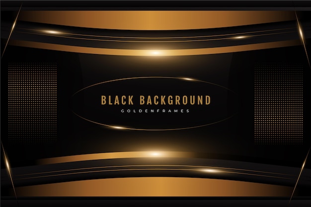 Free vector gradient black backgrounds with golden frames