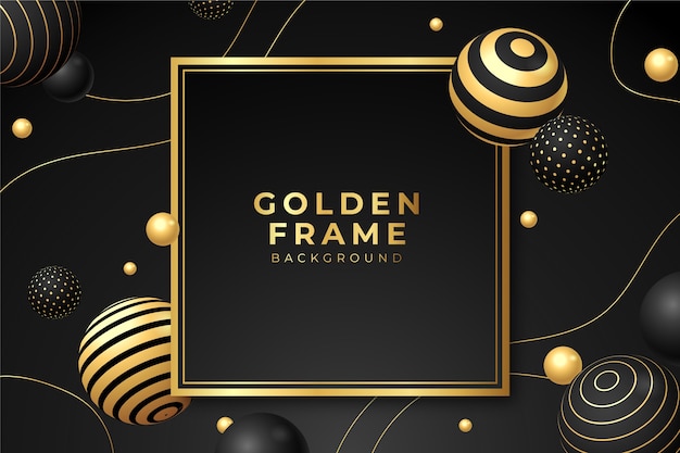 Free vector gradient black backgrounds with golden frames