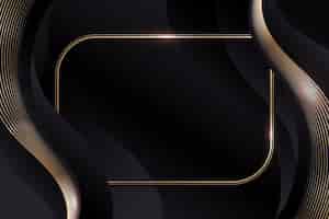 Бесплатное векторное изображение Градиентный черный фон с золотыми рамками