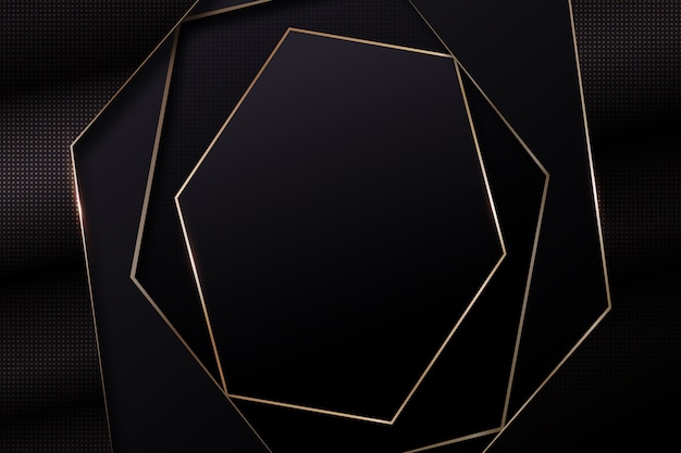 Free vector gradient black backgrounds with golden frames