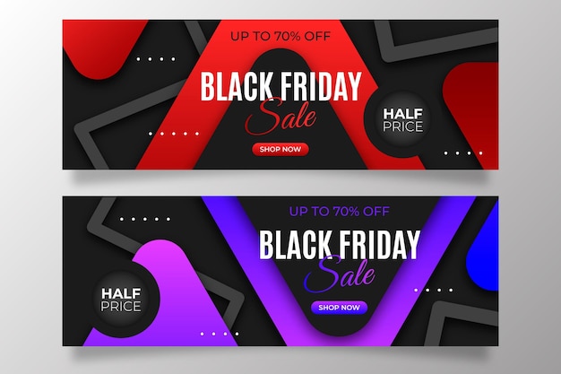 Free vector gradient black friday banners template