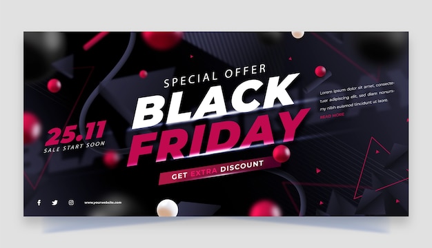 Free vector gradient black friday horizontal banner template