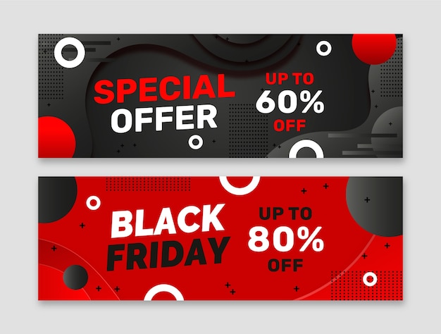 Gradient black friday horizontal banners set