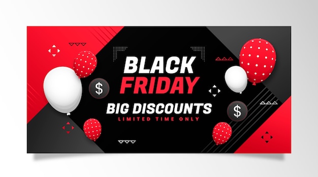 Gradient black friday horizontal sale banner template