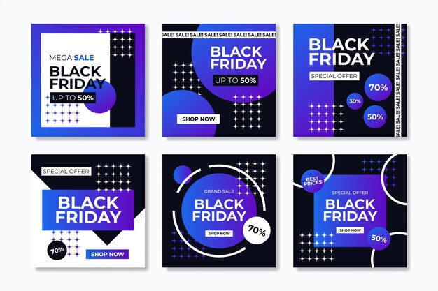 Gradient black friday instagram post collection