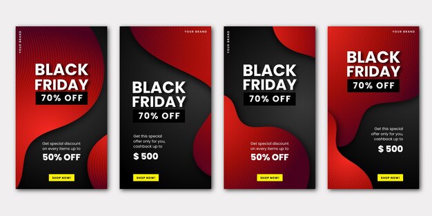 Gradient black friday instagram stories collection