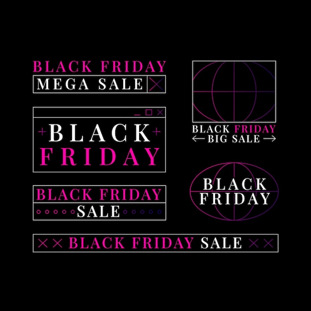 Free vector gradient black friday labels collection