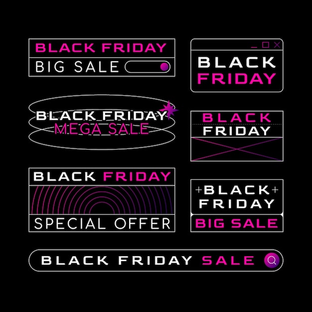 Free vector gradient black friday labels collection