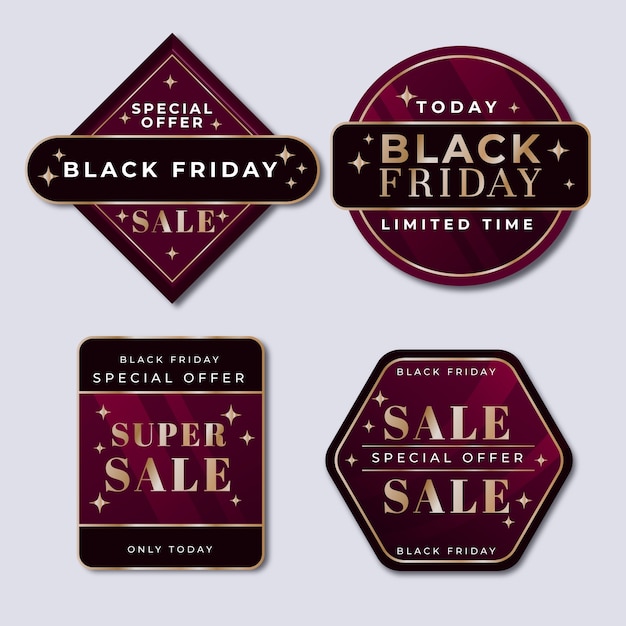 Free vector gradient black friday labels collection