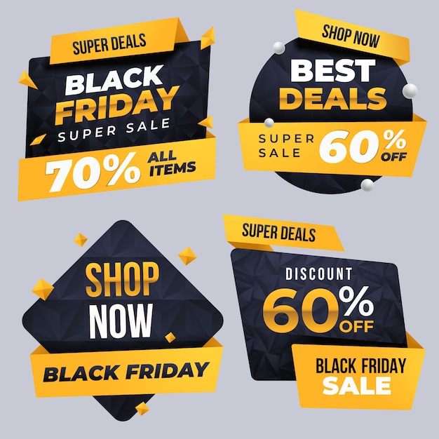 Gradient black friday labels collection