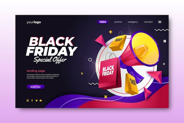 Gradient black friday landing page template