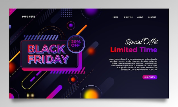 Gradient black friday landing page template