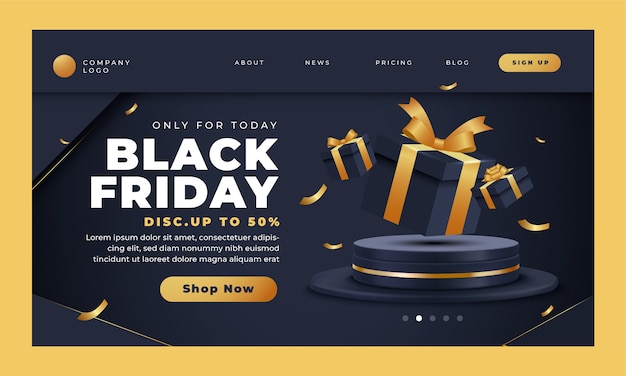 Free vector gradient black friday landing page template