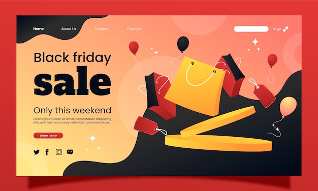 Free vector gradient black friday landing page template