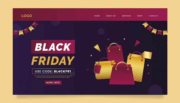 Free vector gradient black friday landing page template