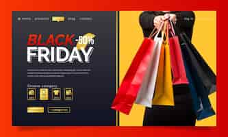 Vettore gratuito modello di pagina di destinazione del black friday sfumato