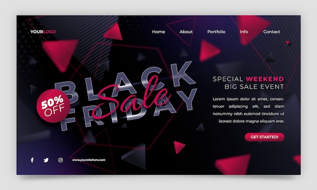 Free vector gradient black friday landing page template