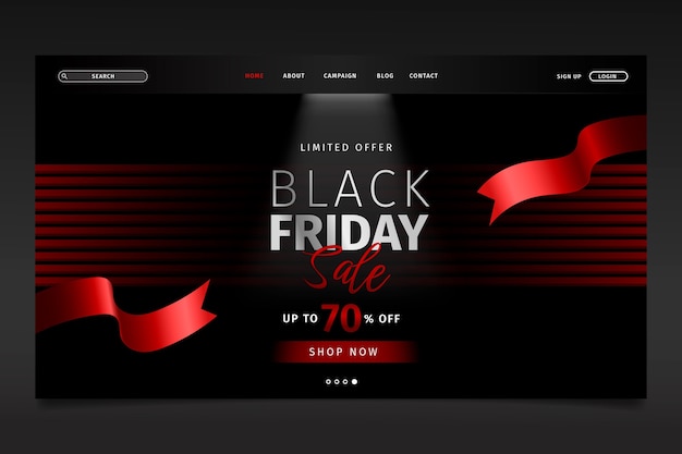 Vettore gratuito modello di pagina di destinazione del black friday sfumato