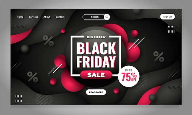 Free vector gradient black friday landing page template