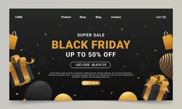 Gradient black friday landing page template