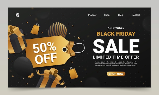 Gradient black friday landing page template