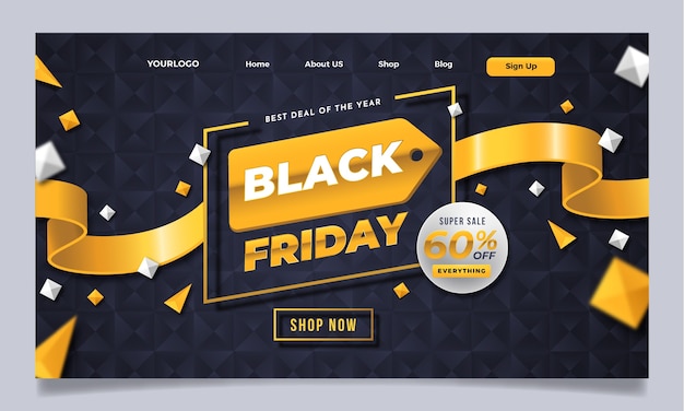 Free vector gradient black friday landing page template