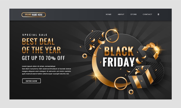 Vettore gratuito modello di pagina di destinazione del black friday sfumato