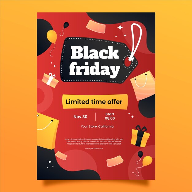 Gradient black friday vertical flyer template