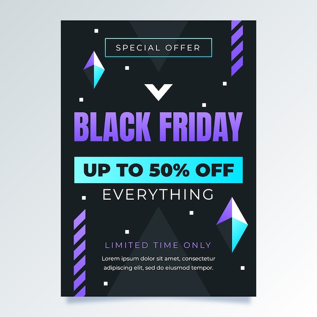 Gradient black friday vertical flyer template