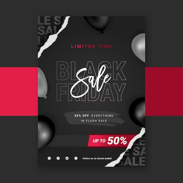 Free vector gradient black friday vertical flyer template