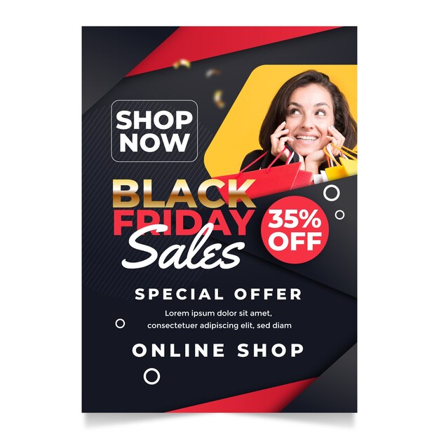 Gradient black friday vertical poster template